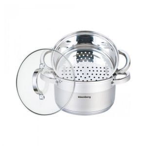 Тенджера за готвене на пара KLAUSBERG KB 7141, 22 см, 4 литра, 4 части, Индукция, Инокс