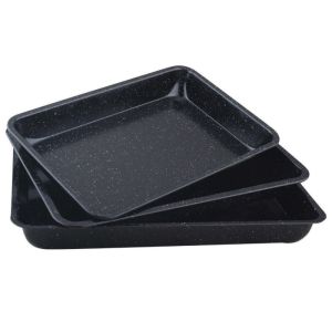 Комплект 3 тави за печене KINGHOFF KH 1069, 31/34/37 см, Мраморно покритие, Черен