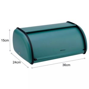 Кутия за хляб KINGHOFF KH 1755, 36 см, Лека и здрава конструкция, Стомана, Тюркоаз