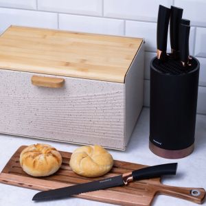 Комплект ножове със стойка KLAUSBERG KB 7614, 6 ч, Неръждаема стомана, Черен/Мед