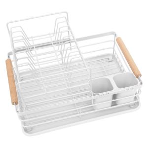Сушилник за съдове на две нива KINGHOFF KH 1798, Поставки за прибори, Дървени дръжки, Бял