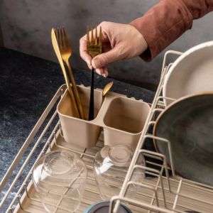 Сушилник за съдове на 2 нива KINGHOFF KH 1839, Поставка за прибори, Бежов