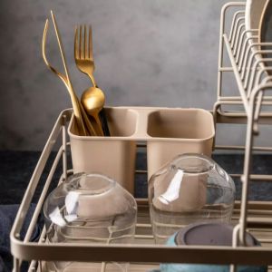 Сушилник за съдове на 2 нива KINGHOFF KH 1839, Поставка за прибори, Бежов