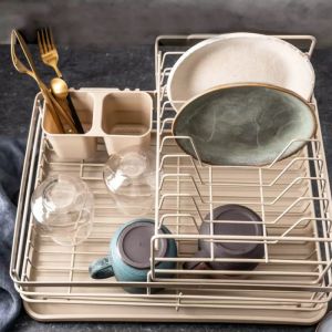 Сушилник за съдове на 2 нива KINGHOFF KH 1839, Поставка за прибори, Бежов