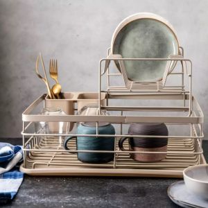 Сушилник за съдове на 2 нива KINGHOFF KH 1839, Поставка за прибори, Бежов