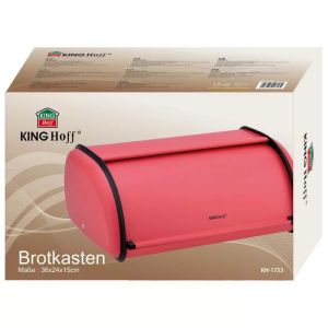 Кутия за хляб KINGHOFF KH 1753, 36 см, Лека и здрава конструкция, Стомана, Червен