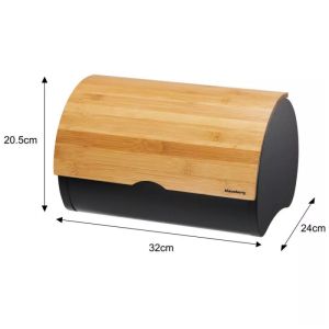 Кутия за хляб KLAUSBERG KB 7711, 32 см, Лека и здрава конструкция, Бамбук, Кафяв/черен