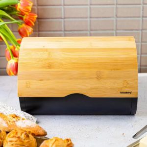 Кутия за хляб KLAUSBERG KB 7711, 32 см, Лека и здрава конструкция, Бамбук, Кафяв/черен