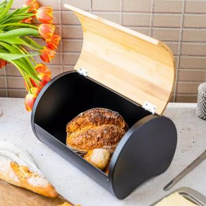 Кутия за хляб KLAUSBERG KB 7711, 32 см, Лека и здрава конструкция, Бамбук, Кафяв/черен