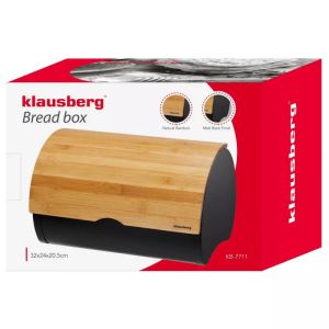 Кутия за хляб KLAUSBERG KB 7711, 32 см, Лека и здрава конструкция, Бамбук, Кафяв/черен
