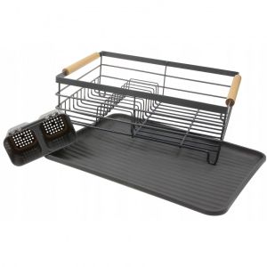 Сушилник за съдове KINGHOFF KH 1729, Поставки за прибори, Дървени дръжки, Сив