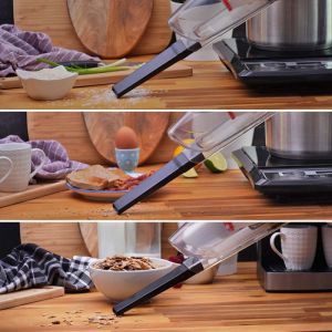 Прахосмукачка вертикална ROSBERG R51001A, 600W, 800 ml, HEPA филтър, Използване като ръчна, Черен