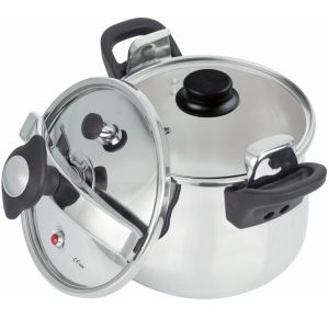 Тенджера под налягане ROSBERG R51311A7, 7 литра, 2 капака, Индукция, Трислойно дъно, Инокс