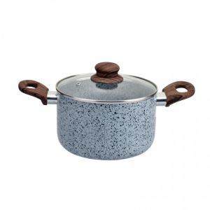 Тенджера Oliver VOLTZ Siena OV51318J22D, 22 см, 4.3L, Дълбока, Мраморно покритие, Индукция, Меки дръжки, Сив/кафяв