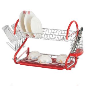 Сушилник за съдове ROSBERG R53000A, 2 нива, 55х25х38 см, Червен