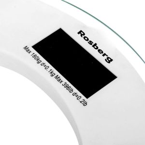 Кантар ROSBERG R51650B, 180 кг, Дигитален, Вкл. батерия, LCD, Стъкло