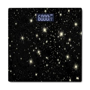 Електронен кантар ROSBERG R51650G, До 180 кг, LCD дисплей, 2 x AAA, Черен/Звезди