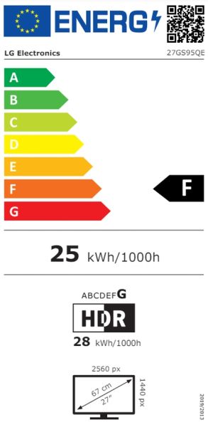 Монитор LG 27GS95QE-B UltraGear,  26.5" OLED, QHD (2560x1440) 240Hz, 16:9, 0.03ms, 275 cd/m2, 1.5М:1, FreeSync Premium Pro, NVIDIA G-Sync, 2xHDMI, DP, USB, Black