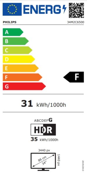 Монитор PHILIPS 34M2C6500/00 Evnia 6000, 34" QD OLED Curved 1800R, WQHD (3440x1440) 175Hz, 21:9, 0.03ms, 1000cd/m2, 1M:1, Adaptive sync, 2xHDMI, DP, USB hub, Black