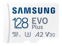MicroSD памет 128GB SAMSUNG EVO Plus, microSDXC UHS-I U3 V30 A2 Class10 + SD Адаптер
