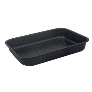 Тава за печене ROSBERG R51222MS39, Правоъгълна, Стомана, Мрам. покритие, Незалепваща, Черен