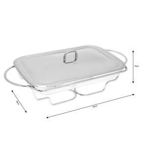 Съд за топло сервиране KINGHOFF KH 1410, 3 литра, Стоманен капак, Стъкло