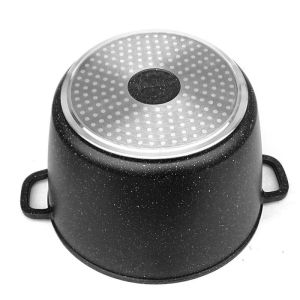 Тенджера дълбока KINGHOFF KH 1599, 28 см, 10 литра, Мраморно покритие, Индукция, Черен