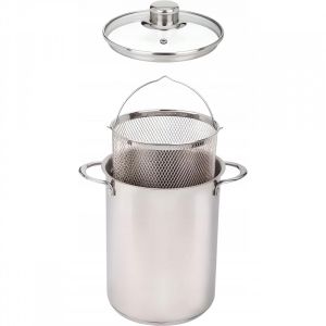 Тенджера за аспержи/паста KINGHOFF KH 3325, 16 см, 4.2 литра, Кошница, Индукция, Инокс