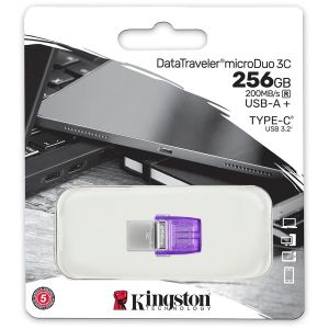 USB памет 256GB KINGSTON DataTraveler microDuo 3C, USB 3.2 / USB-C, Purple