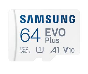 MicroSD памет 64GB SAMSUNG EVO Plus, microSDXC UHS-I U1 V10 A1 Class10 + SD Адаптер