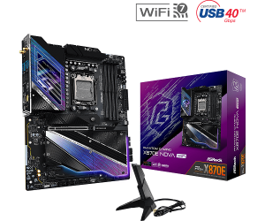 Дънна платка ASROCK Phantom Gaming X870E Nova WiFi (AMD AM5, 4xDDR5, 1xBlazing M.2, 1xHyper M.2, 1xM.2, 5Gb LAN, Wi-Fi 7, HDMI, 2 x USB4) ATX     