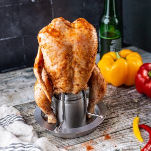 Стойка за печене на пиле KINGHOFF KH 1880, Тавичка за мазнина и подправки, 23х18 см, Инокс