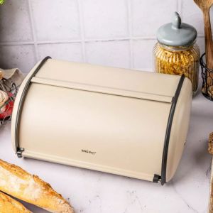 Кутия за хляб KINGHOFF KH 1866, 44 см, Лека и здрава конструкция, Стомана, Бежов