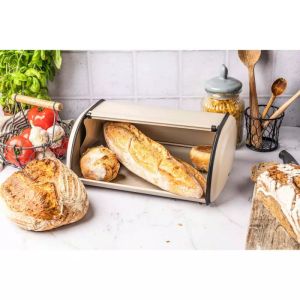 Кутия за хляб KINGHOFF KH 1866, 44 см, Лека и здрава конструкция, Стомана, Бежов