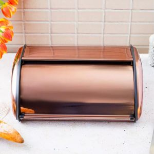 Кутия за хляб KINGHOFF KH 1870, 44 см, Лека и здрава конструкция, Стомана, Розово злато