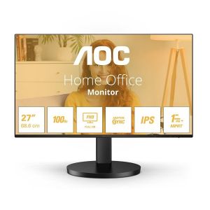 Монитор AOC 27B3HA2, 27" IPS, FullHD (1920x1080) 100Hz, 16:9, 1ms, 250cd/m2, 1300:1, Adaptive Sync, Speaker 2x2W, VGA, HDMI, Black