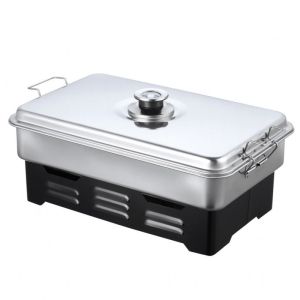 Опушвател за храна Kinghoff KH 1180, Термометър, 2 горелки, 43х27 см, Инокс