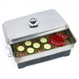 Опушвател за храна Kinghoff KH 1180, Термометър, 2 горелки, 43х27 см, Инокс