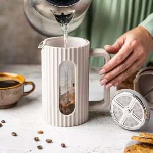 Френска преса за кафе/чай Klausberg KB 7754, 1 л, Ненагряващ се корпус, Стъкло, Бежов