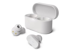 PHILIPS True Wireless Earbuds IPX4 Make calls using a single earbud Up to 24 hours play time white