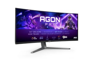 Монитор AOC AGON Pro AG346UCD, 34" QD-OLED Curved 1800R, WQHD (3440x1440) 175Hz, 21:9, 0.03ms, 1000cd/m2, 1.5M:1, AMD Freesync Premium Pro, Speaker 2x8W, 2xHDMI, DP, USB hub, Black