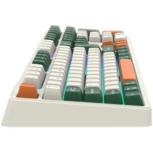 Безжична геймърска клавиатура CANYON Shadder GKW-11 (CND-SKBW11), Bluetooth/Wireless, Mechanical Brown Switches, RGB Backlight, USB, White