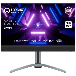Монитор LORGAR Pro 27MP1 (LRG-27MP1U160-GY), 27.0" Fast IPS, 4K UHD (3840x2160) 160Hz, 16:9, 1ms, 1000 cd/m2, 1000:1, AMD FreeSync Technology, G-Sync, Speaker, 2xHDMI, USB-C, 2xUSB, Black/Milky grey