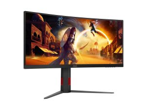 Монитор AOC CU34G4Z, 34" Fast VA Curved 1500R, WQHD (3440x1440) 240Hz, 21:9, 0.5ms, 450 cd/m2, 2500:1, Adaptive Sync, 2xHDMI, DP, 2xUSB 3.2, Black/Red