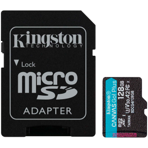 MicroSD памет 128GB KINGSTON Canvas Go! Plus Gen4, microSDXC Class 10, UHS-I, U3, V30, A2 up to 200MB/s + SD адаптер