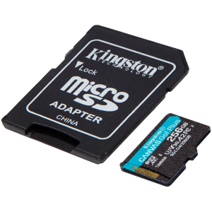 MicroSD памет 256GB KINGSTON Canvas Go! Plus Gen4, microSDXC Class 10, UHS-I, U3, V30, A2 up to 200MB/s + SD адаптер