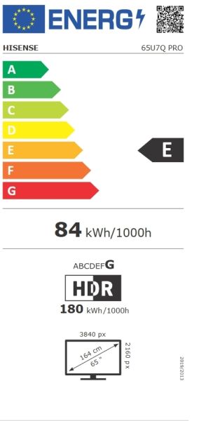 Телевизор 65" HISENSE 65U7Q PRO, 4K Ultra HD ULED, SmartTV, VIDAA Smart OS, 165Hz, WiFi 5GHz, Black