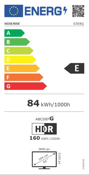 Телевизор 65" HISENSE 65E8Q, 4K Ultra HD ULED, SmartTV, VIDAA Smart OS, 144Hz, WiFi, Black