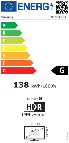 Телевизор 75" SAMSUNG 75U8072, 4K UltraHD LED TV, SmartTV, Tizen OS, 50Hz, WiFi, Black