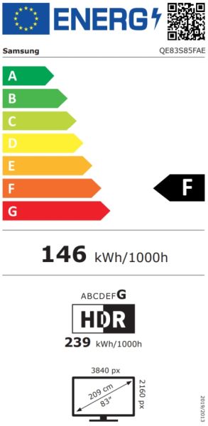 Телевизор 83" SAMSUNG OLED 83S85F, 4K Ultra HD OLED TV, SmartTV, Tizen OS, 100Hz, Wi-Fi 5, Black